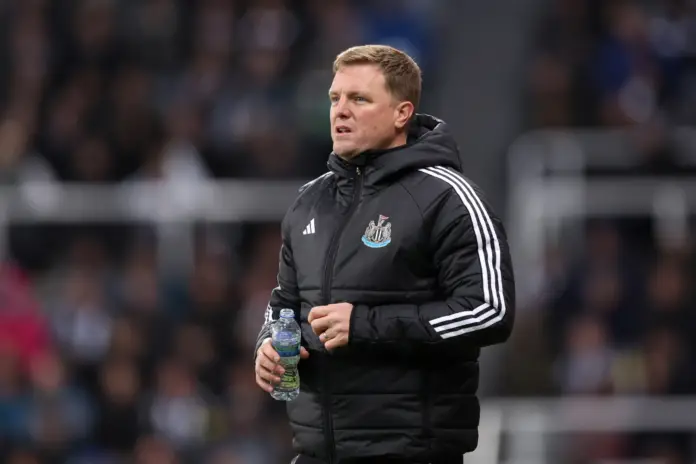 NEWCASTLE UPON TYNE, ENGLAND - OCTOBER 01: Eddie Howe, Manager of Newcastle United, looks on during the Carabao Cup Third Round match between Newcastle United and AFC Wimbledon at St James' Park on October 01, 2024 in Newcastle upon Tyne, England.